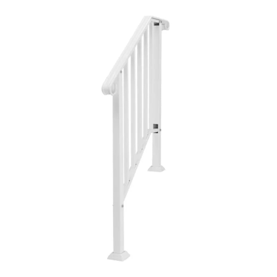 Handrails for Outdoor Steps Iron Handrail Fits 2 Step Transitional Handrail with Installation Kit White