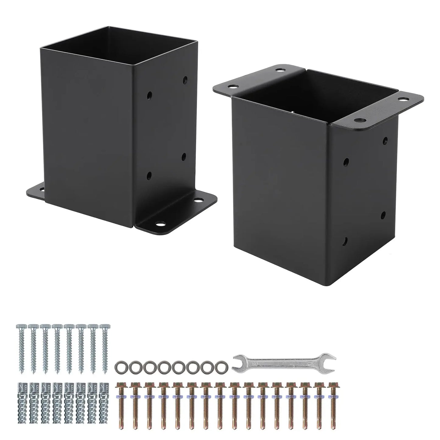 1 New Deal 4"x4" 6"x6" Post Base Set,Steel Deck Post Bracket with Hardware Kit,Post Anchor,Metal Post Holder with Interior Base Fence Deck