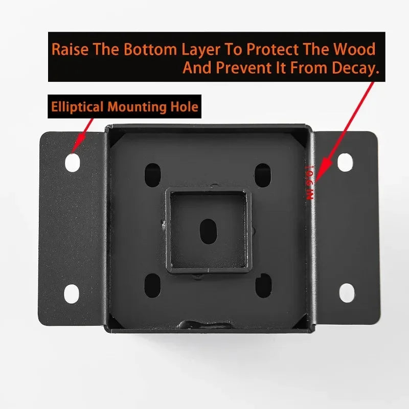 Authenticity guarantee.4x4 Post Base, Post Brackets(Inner Size 3.6"x3.6")，Black Powder Coated Heavy Thick Steel Post Anchor for