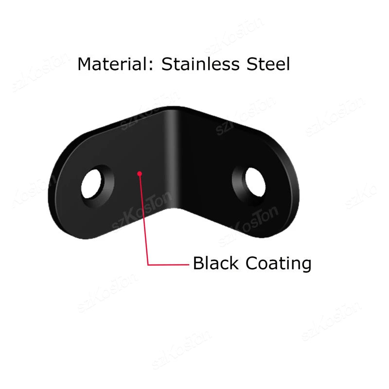 10~50PCS Black Stainless Steel L Shaped Bracket 90 Degree Right Angle Corner Brackets with Screw  for DIY Wood Furniture Cabinet