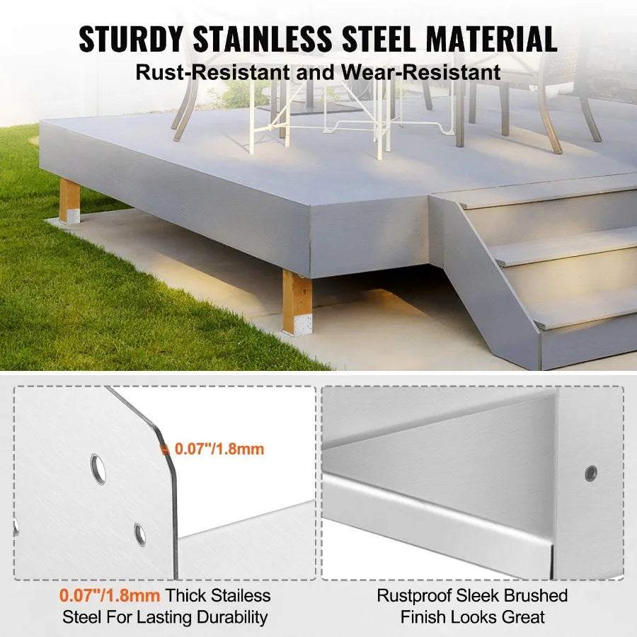 8x 8 Post Base 1Pcs Stainless Steel Adjustable Post Anchor Bracket Internal 7.8 x 7.3 Adjustable Post Base for Pavilion Deck P