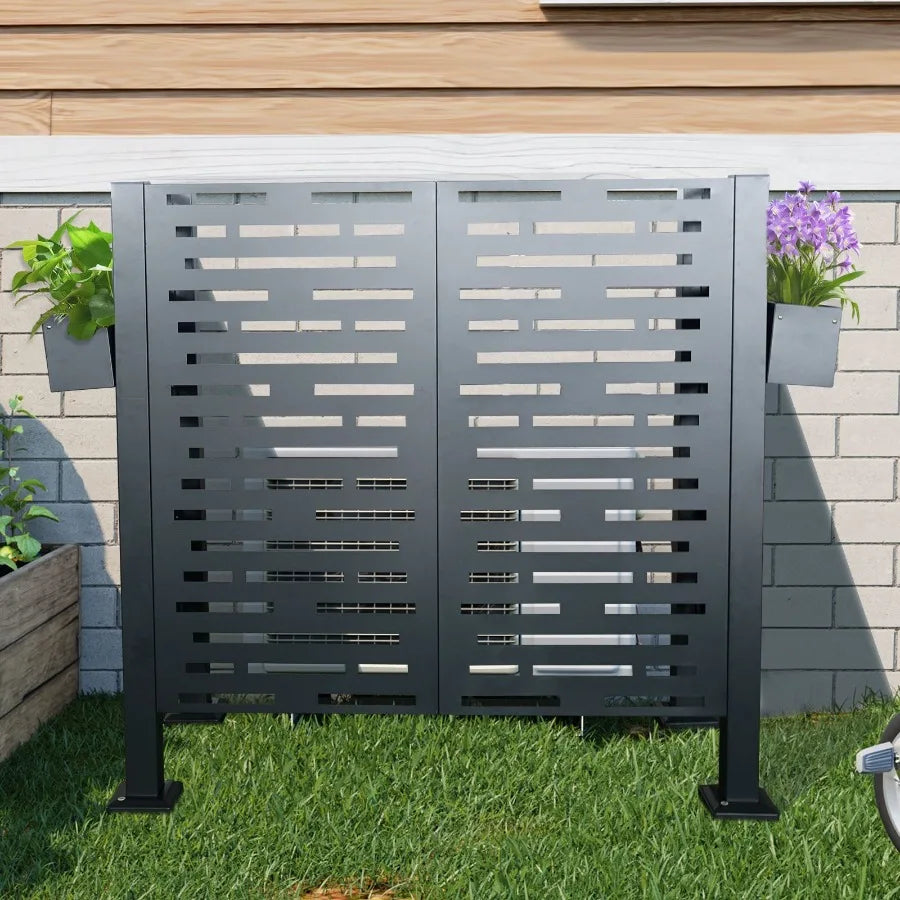 4*2 FT Air Conditioner Fence for Outdoor Units Metal Privacy Fence Cover Perfect to Conceal Air Conditioning Units W540133740