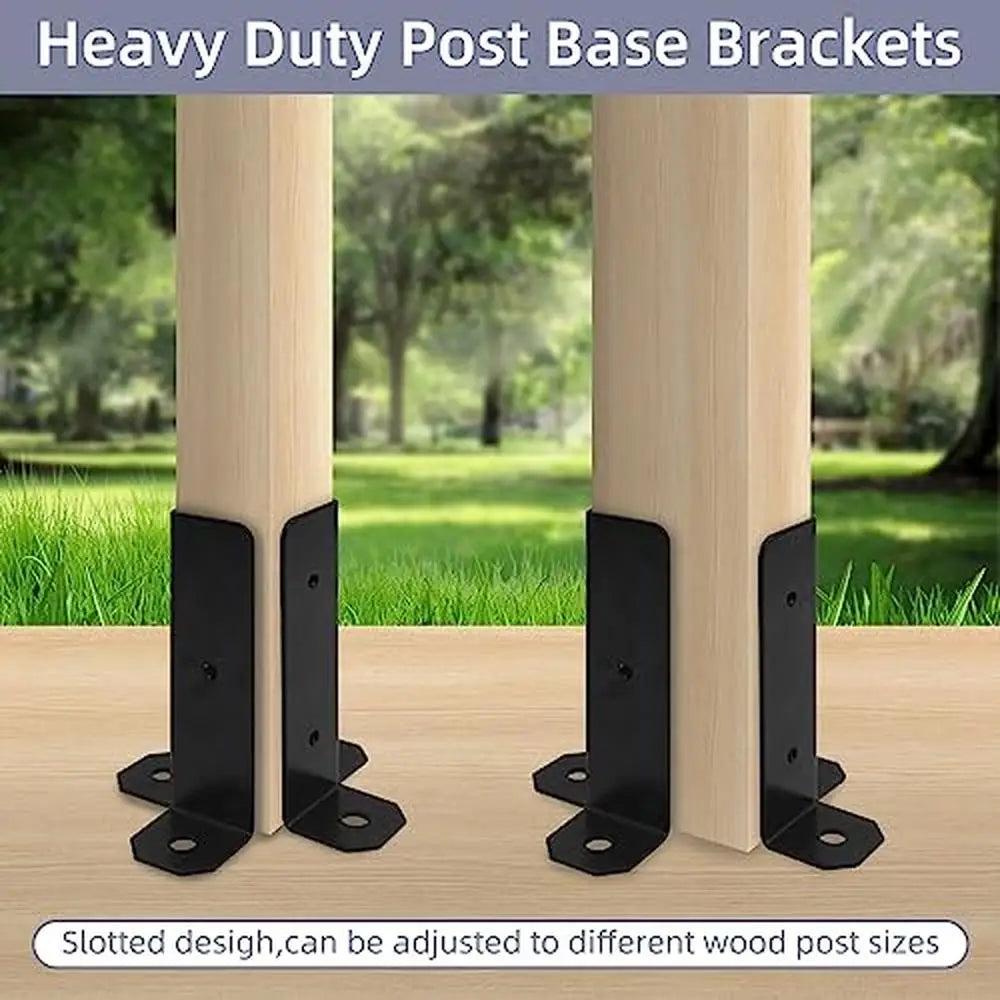 Adjustable Post Base Bracket Set Wood Fence Pergola Deck 16Pcs Fits 1.5x1.5 2x2 2x4 4x4 Post Anti-Rust Durable Metal Easy