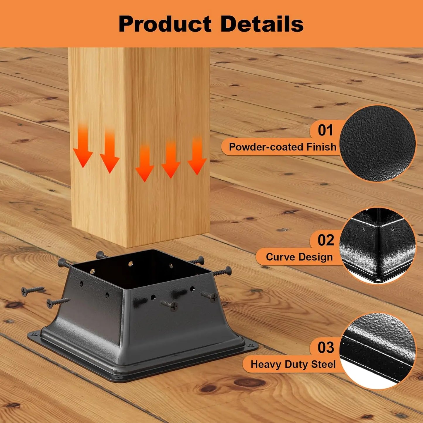 4x4 Post Base 15Pcs, Internal 3.5"x3.5" Heavy Duty Powder-Coated Steel Post Bracket Fit for Standard Wood Post Anchor