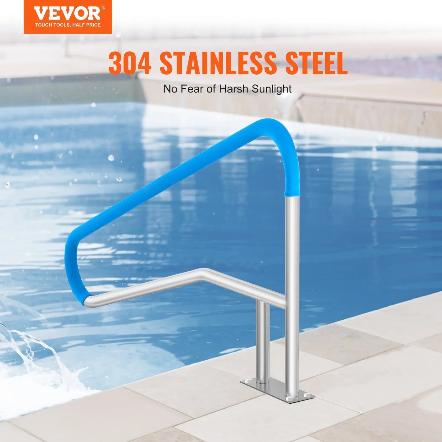 Pool Handrail 55 x 32 inch Stainless Steel with Base Plate for Spas