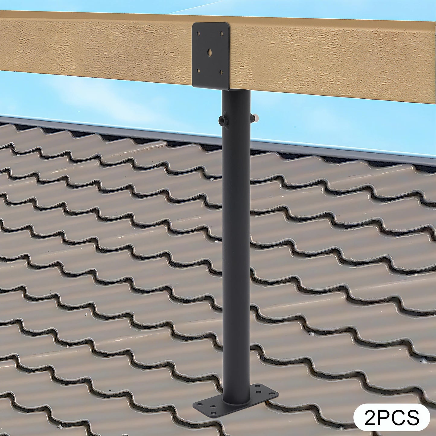 2PCS 304 Stainless Steel Roof Beam Bracket Kit, 360° Adjustable Post Cap for 4x4 4x6 Wood Beam, for Pergola Gazebo Carport