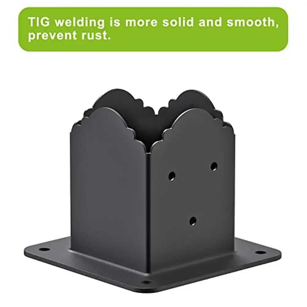 1 New 4x4 Post Base Bracket Black Powder Coated Deck Railing Holder Wood Fence Anchor Inner Size 3.6" Aesthetic Design High-Quality