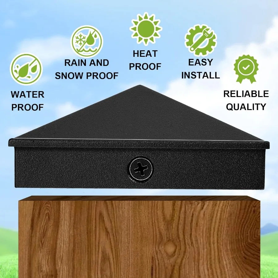 Dunzy 8 Pcs 6 x 6 Post Caps Aluminum Pyramid Cap Decorative Fence Post Covers Works Only for Actual 5.5 x 5.5'' Wood Metal Slee