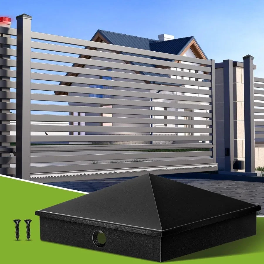 Dunzy 8 Pcs 6 x 6 Post Caps Aluminum Pyramid Cap Decorative Fence Post Covers Works Only for Actual 5.5 x 5.5'' Wood Metal Slee