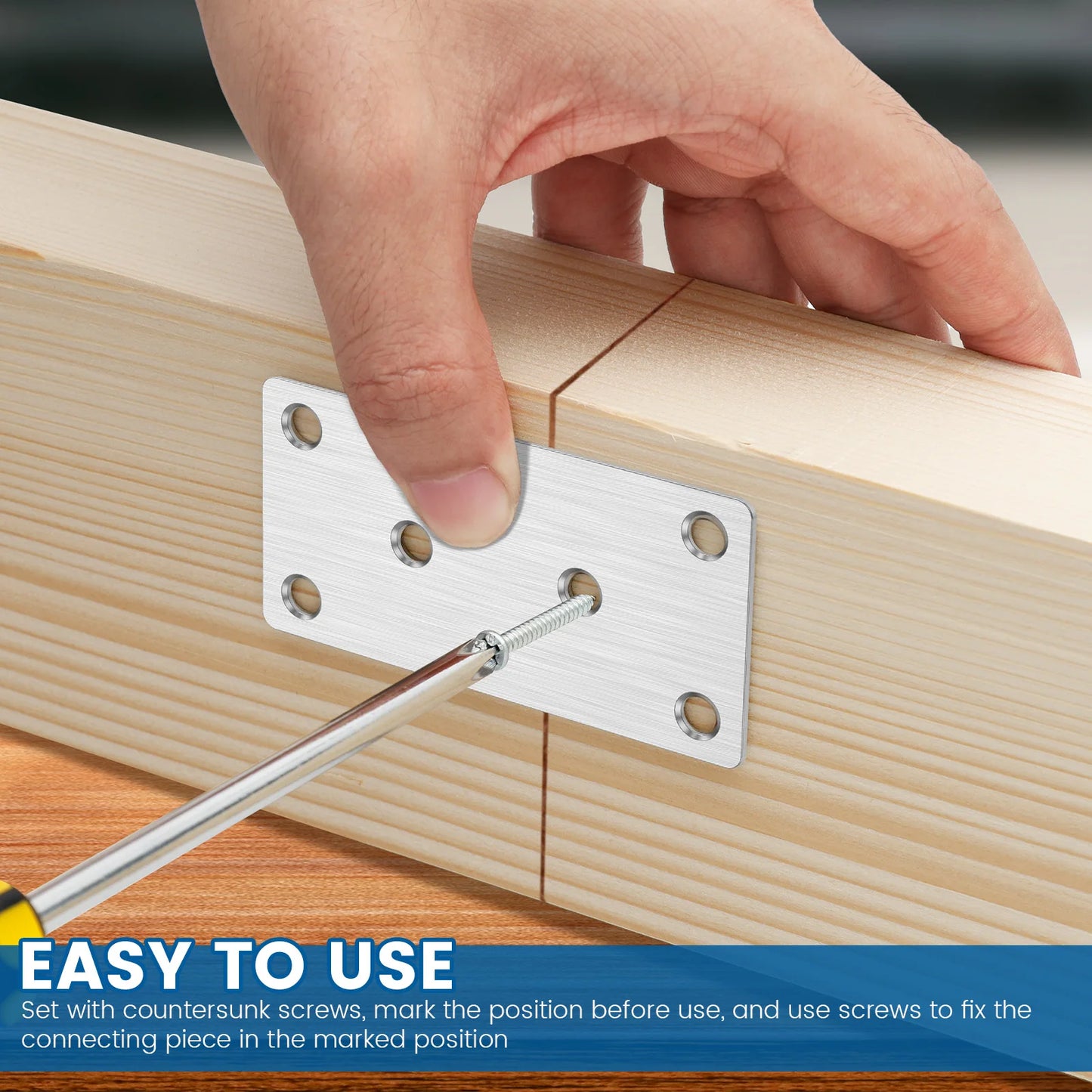 20Pcs Flat Brackets Heavy Duty Stainless Steel Mending Plates Sleeper Brackets for Fence Post and Timber Fixing and Joining