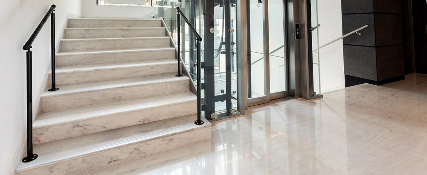 Metal Outdoor Step Handrails for 2-3 Steps - Black Porch & Deck Railing with Install Kit for Concrete/Patio