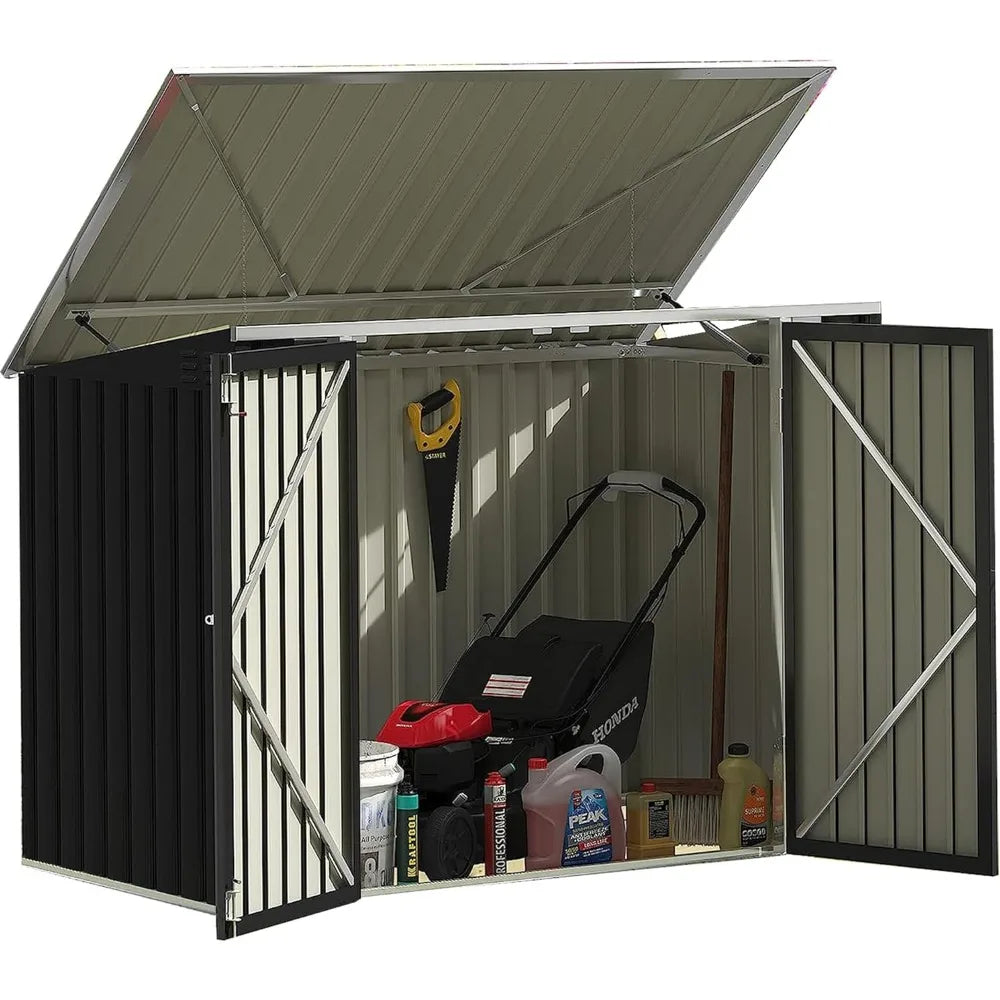 Outdoor Storage Shed 5.8 x 3.3 FT Metal Trash Shed Waterproof Outside Storage with Lid Chain Hydraulic Gas Rod for Trash Cands