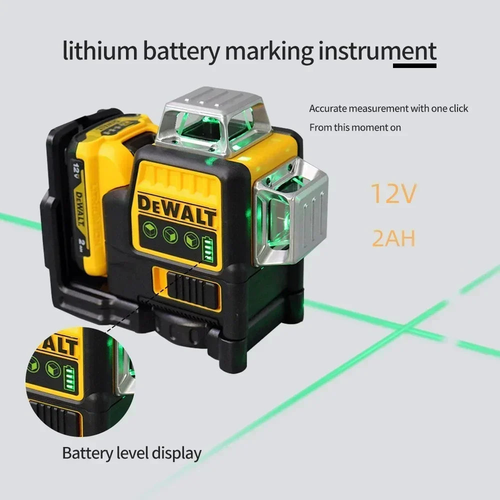 2025 Dewalt DW089LG 12 Lines 3 Sides*360 Degree Vertical 12V Lithium Battery Laser Level Horizontal