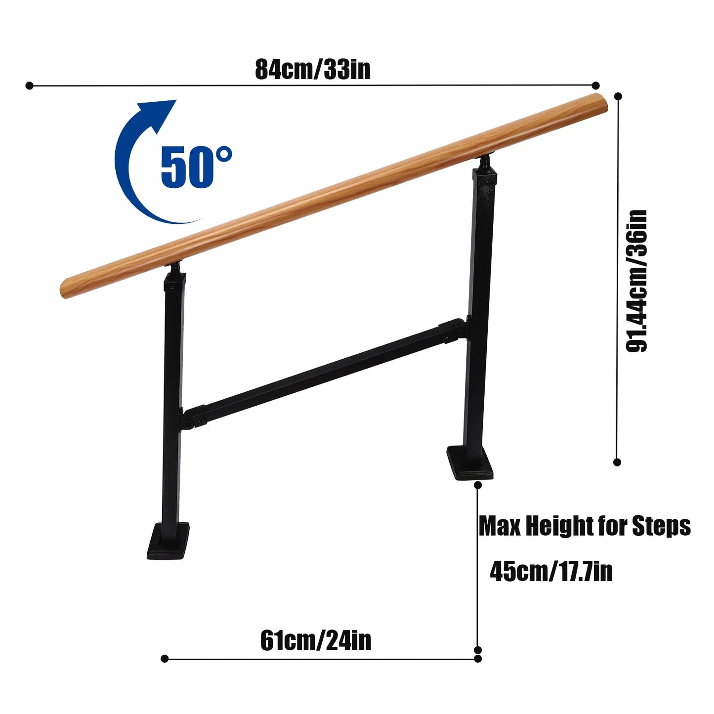 3-Step Handrail Stepladder Staircase Handrails 600lbs Load-bearing  Simple Installation For Outdoor