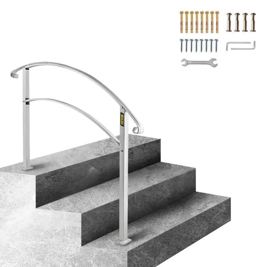 Handrails for Outdoor Steps Fit 1 or 3 Steps Outdoor Stair Railing White Wrought Iron Handrail ible Front Porch Hand Rail Tran