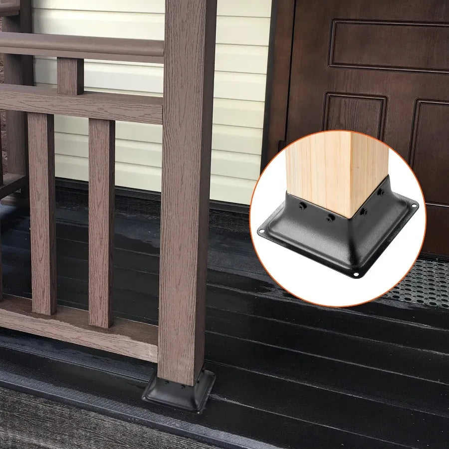 4x4 Post Base 4Pcs Internal 3.6x3.6 Heavy Duty Powder-Coated Steel Post Bracket Fit for Standard Wood Post Anchor Decking Post