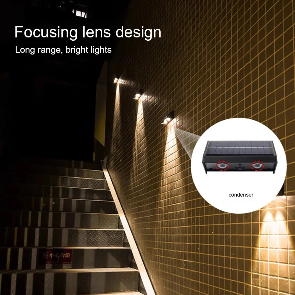 Garden Fence Light 1200mAh Outdoor LED Solar Wall Light IP54 Waterproof Patio Spot Light LED Solar Fence Lamp Patio Garden Decor