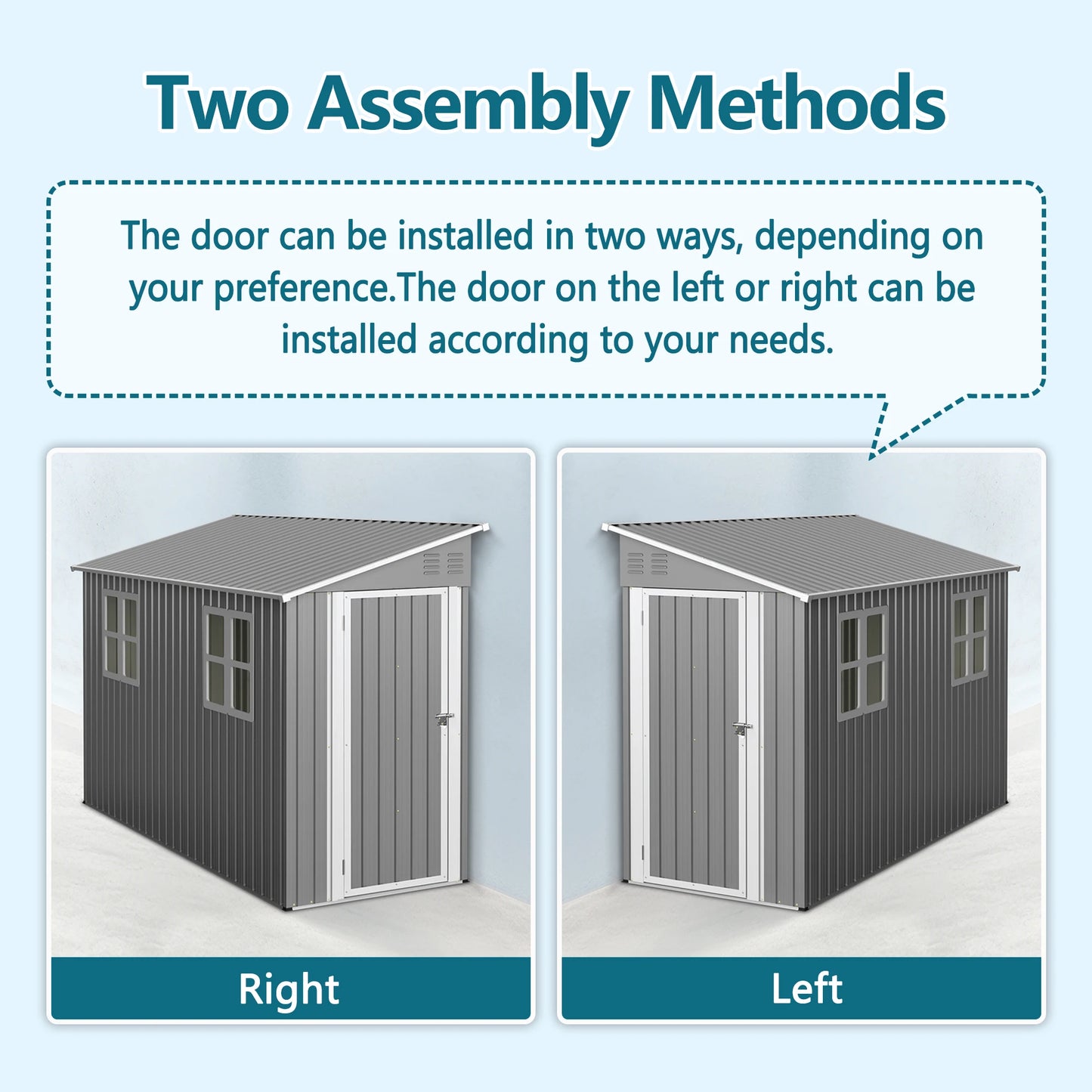 1 4x10 FT Galvanized Steel Outdoor Shed – Weatherproof Lockable Storage for Tools, Bikes & Pets w/Sloping Roof & Window