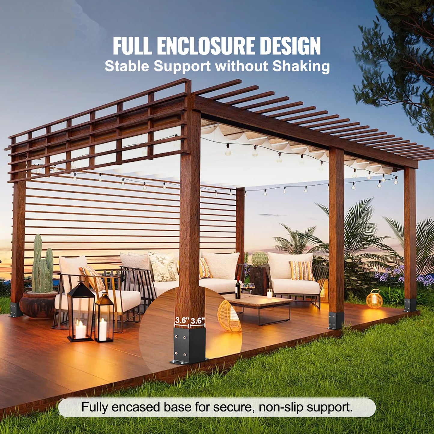 SucceBuy Post Base 10Pcs Inner Size 3.6x3.6Post Brackets Anchor Matte Brackets for Pavilion Deck Railing Support Deck Base Plate