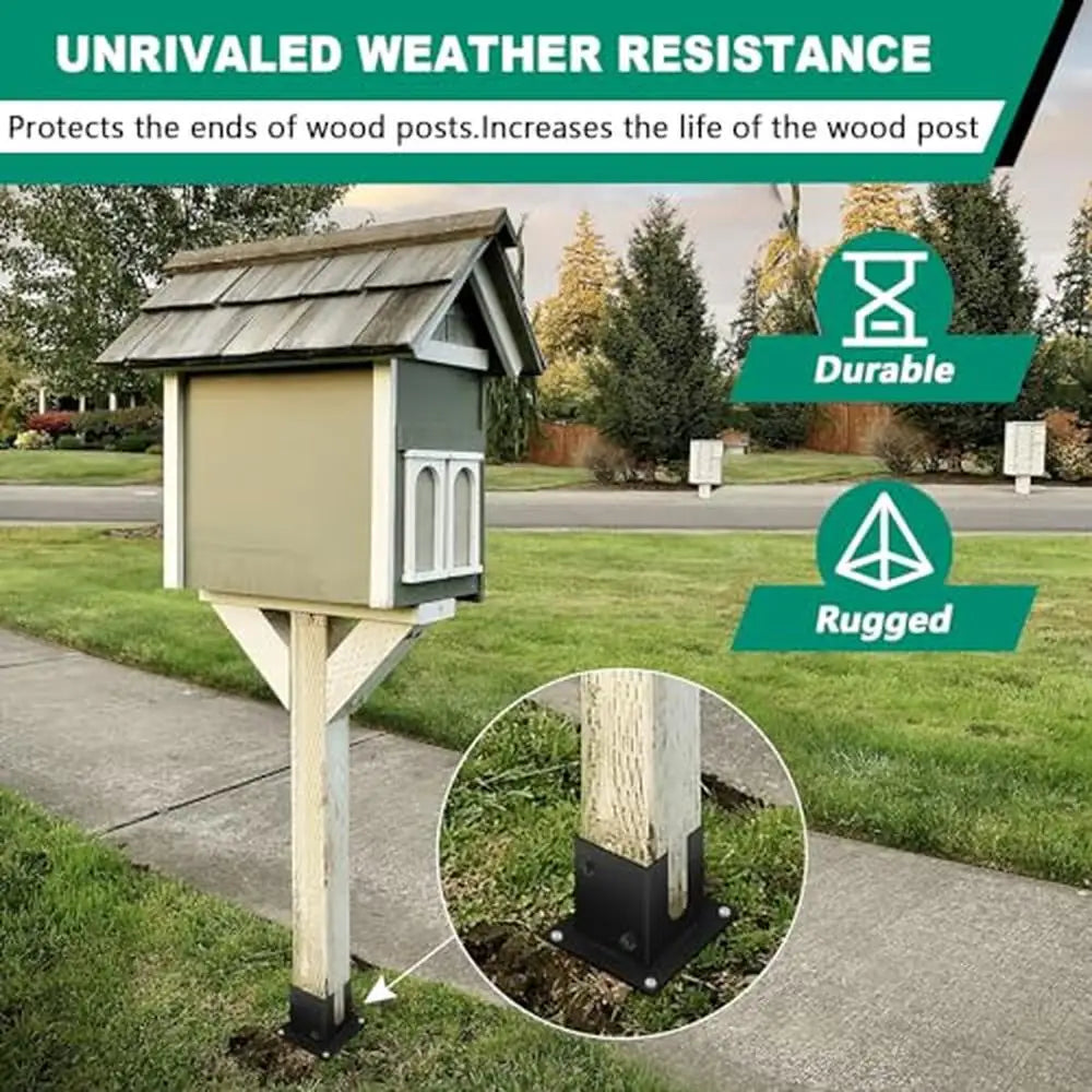 Galvanized Steel Fence Post Base Kit 4x4 Wood Post Bracket Set