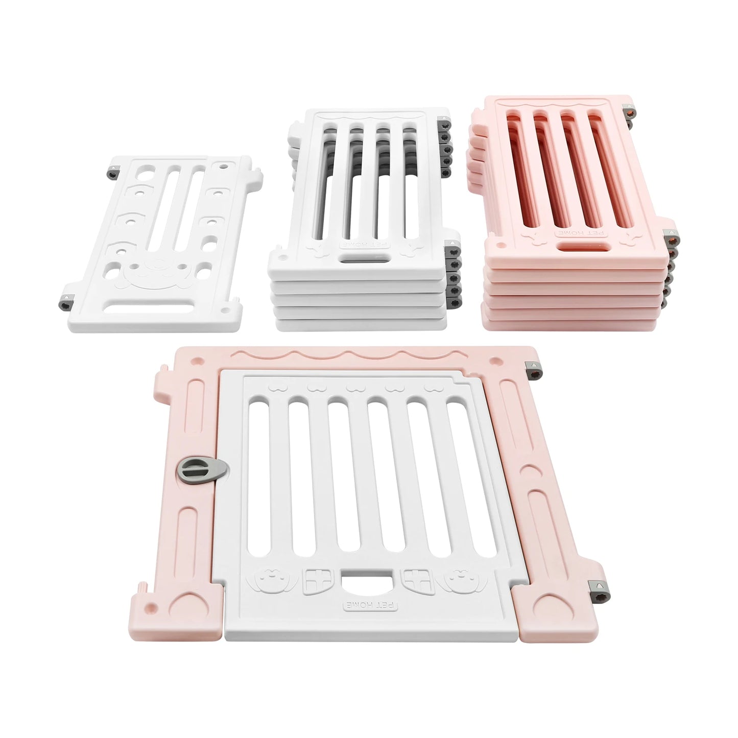 Hexagon Dog Playpen with Safety Door & Non-Slip Base, 25.6" HDPE Pet Fence for Puppy/Kitten, 13 Panels Blue/Pink/Green