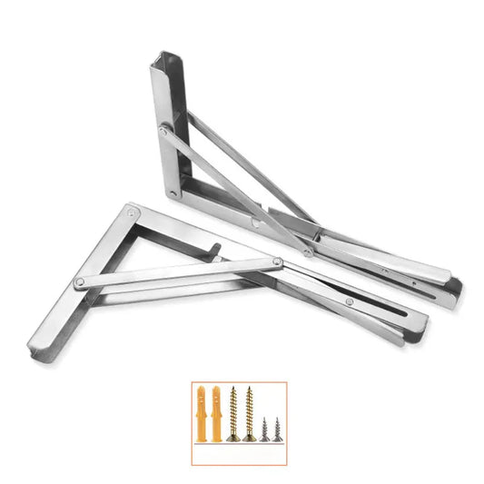 2Pcs 304 Stainless Steel Folding Table Stand Shelf Bench Heavy Duty Wall Shelf Bracket Right Angle Bracket Space Saving Thickene
