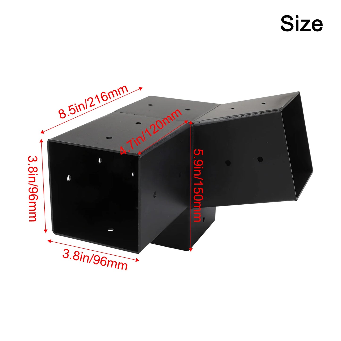 Slanted Roof Pergola Brackets Wall Mount Kit For 4x4 Inch Posts Steel 3-Way Unidirectional With Hardware Black