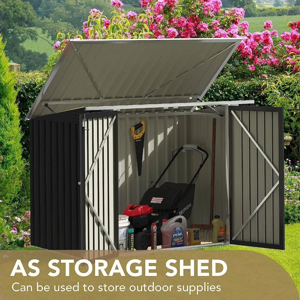 Outdoor Storage Shed 5.8 x 3.3 FT Metal Trash Shed Waterproof Outside Storage with Lid Chain Hydraulic Gas Rod for Trash Cands