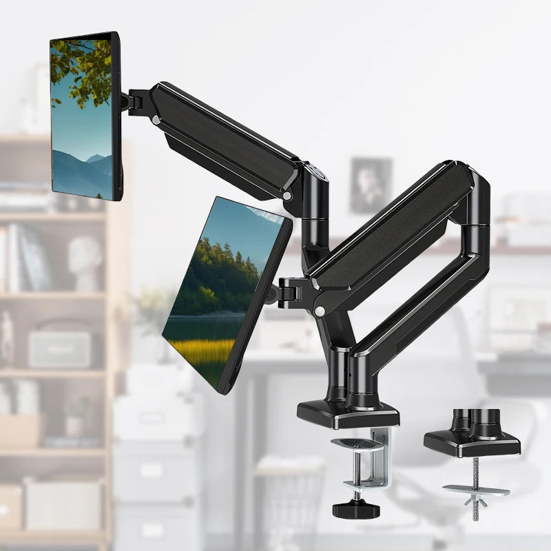 Dual Monitor Desk Mount up to 32 inches Screens Height Adjustable Monitor Stand, Heavy Duty Arm,VESA 75x75mm or 100x100mm, Black