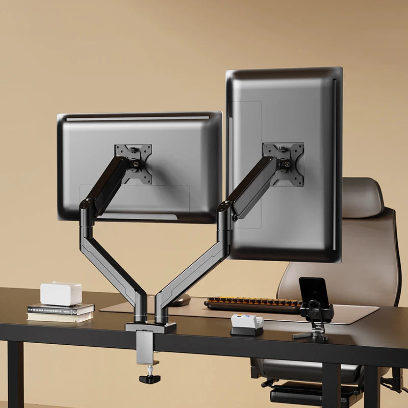 Dual Monitor Desk Mount up to 32 inches Screens Height Adjustable Monitor Stand, Heavy Duty Arm,VESA 75x75mm or 100x100mm, Black
