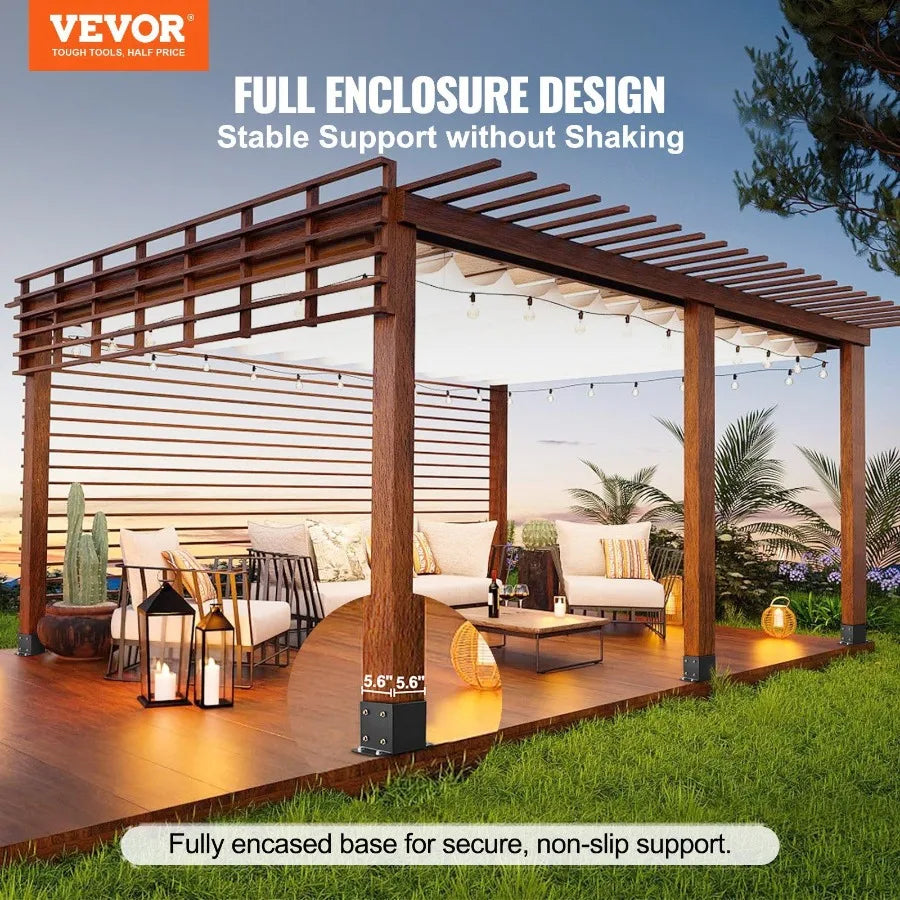 6x6 Post Base 4 Pcs Inner Size 5.6x5.6 Post Base Brackets Heavy Duty PowderCoated Post Anchor Matte Black Wood Post Brackets f