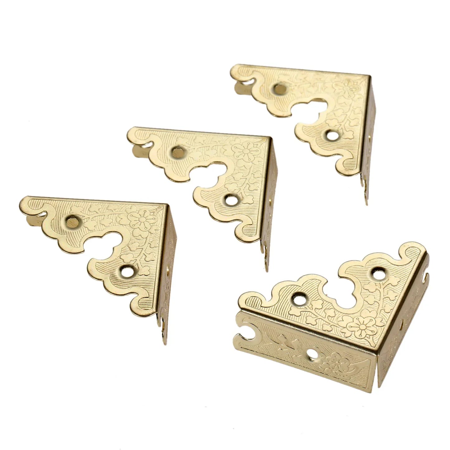 4Pcs 34mm Zinc Alloy Jewelry Wooden Box Triangle Corner Decorative Protectors Furniture Carved Table Corner Brackets Protection
