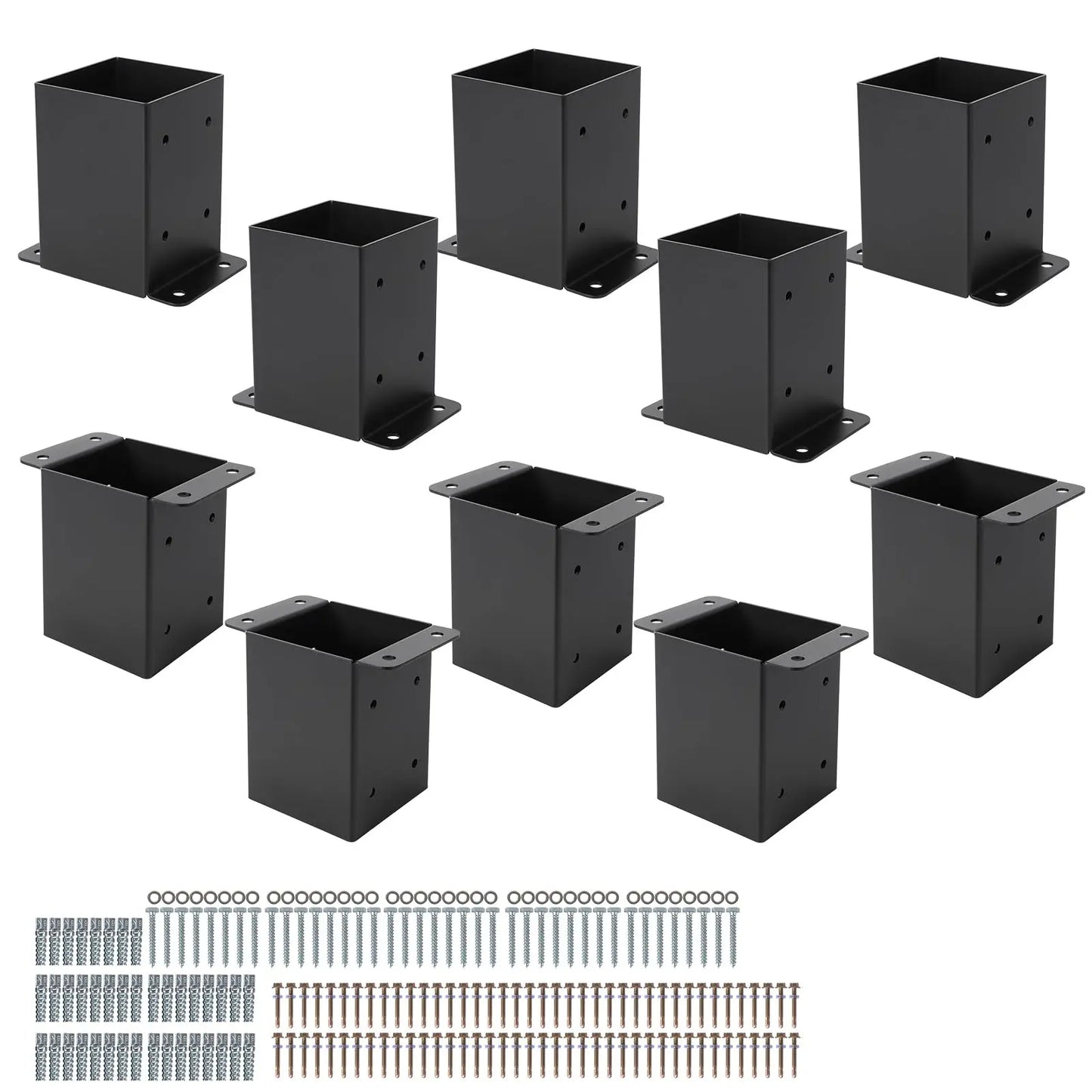 1 New Deal 4"x4" 6"x6" Post Base Set,Steel Deck Post Bracket with Hardware Kit,Post Anchor,Metal Post Holder with Interior Base Fence Deck