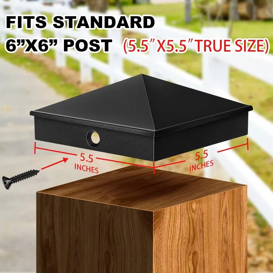 Dunzy 8 Pcs 6 x 6 Post Caps Aluminum Pyramid Cap Decorative Fence Post Covers Works Only for Actual 5.5 x 5.5'' Wood Metal Slee