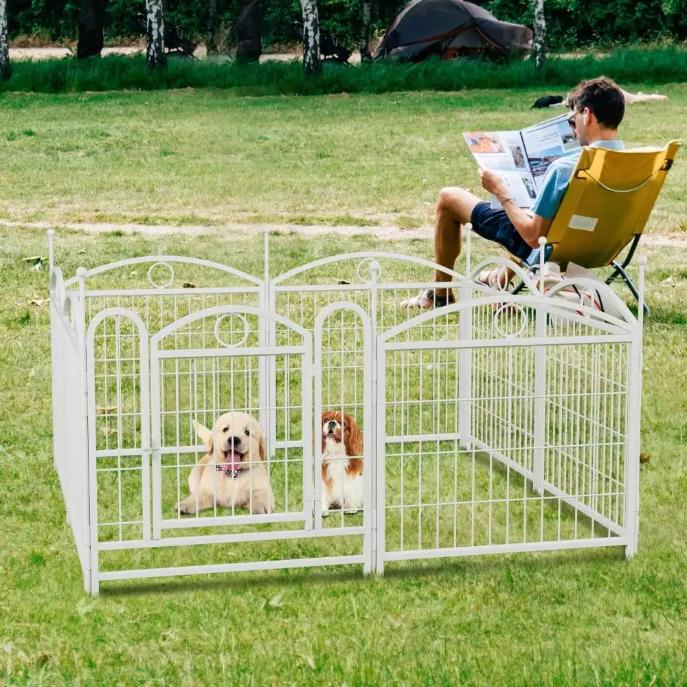 Dog Playpen Indoor 24 Inch 8 Panels Metal Dog Pen Pet Dog Fence Outdoor Exercise Pen with Doors Heavy Duty Dog Fence Puppy Pen