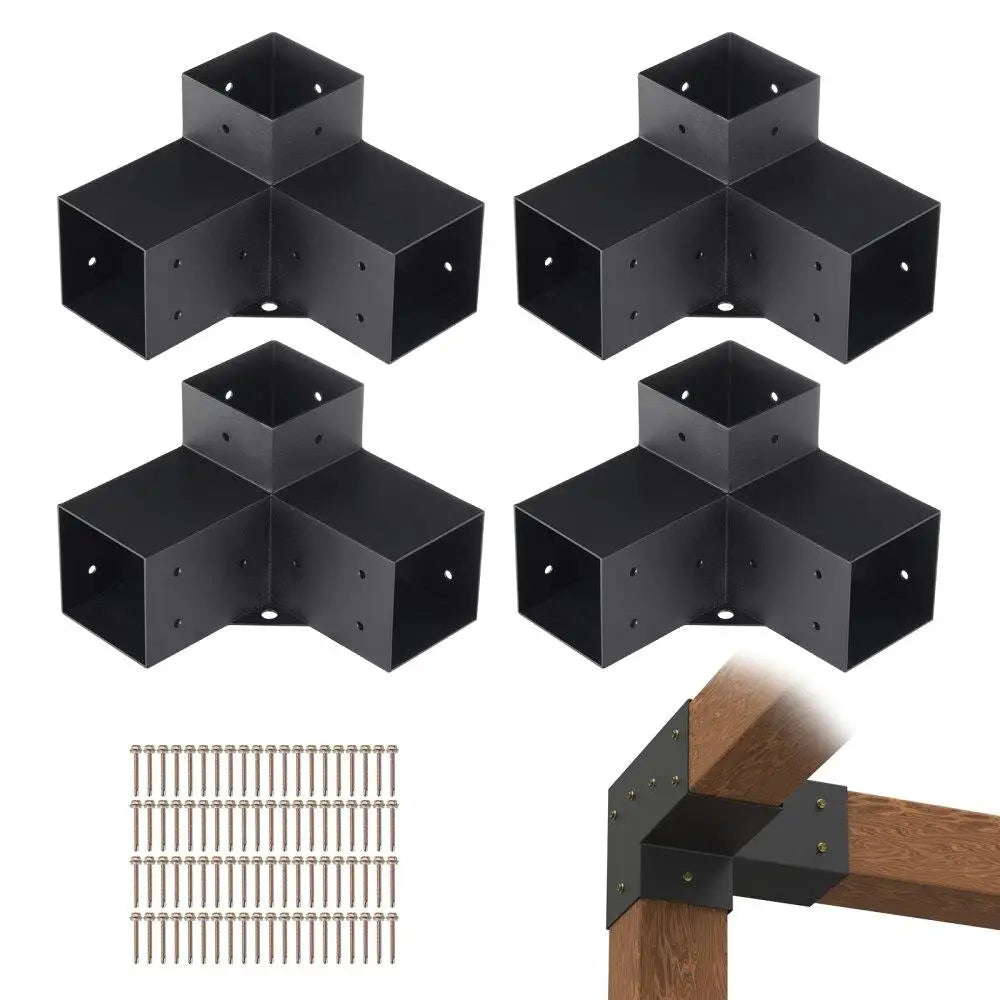 Heavy Duty 4x4 Pergola Bracket Kit Set of 4 Corner Brackets for DIY Wood Projects Easy Install Pergola and Gazebo Hardware