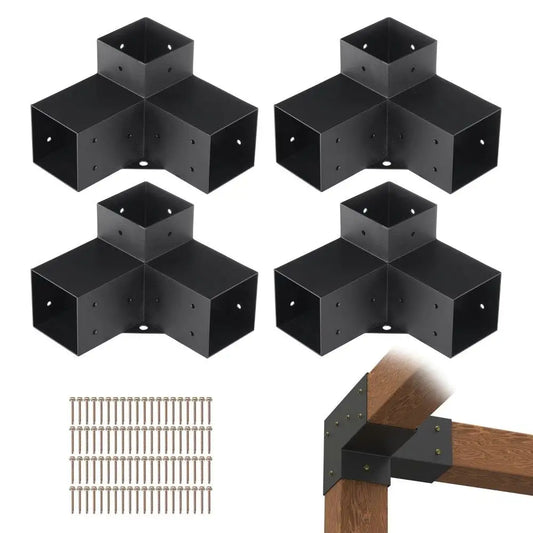 Heavy Duty 4x4 Pergola Bracket Kit Set of 4 Corner Brackets for DIY Wood Projects Easy Install Pergola and Gazebo Hardware