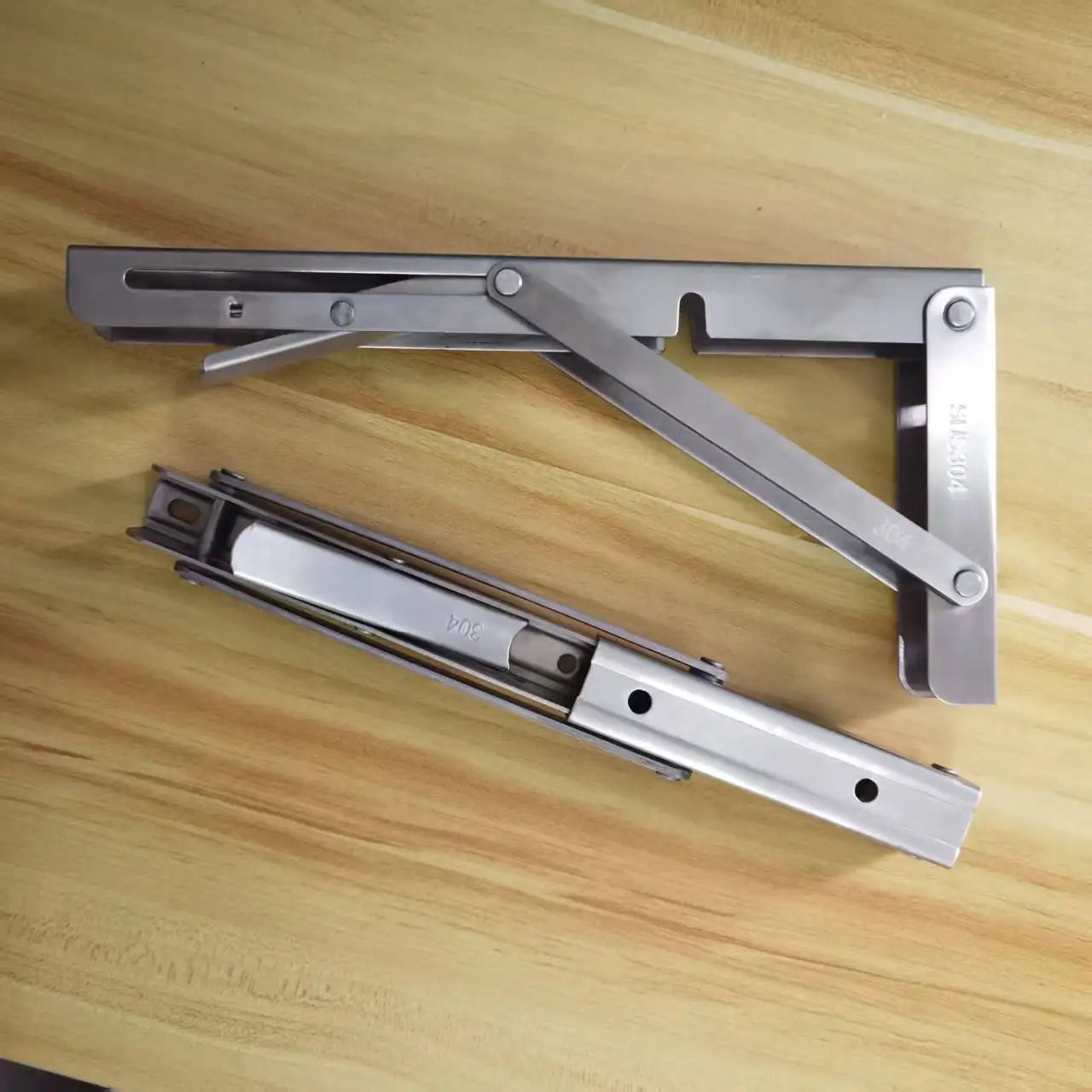 2Pcs 304 Stainless Steel Folding Table Stand Shelf Bench Heavy Duty Wall Shelf Bracket Right Angle Bracket Space Saving Thickene