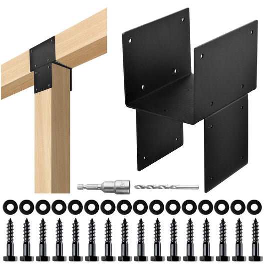 Elevated Wood Stand T Brackets, 4 Pieces Pergola Brackets, Galvanized Steel Pergola Kits, Heavy Duty Set Hardware for Gazebo