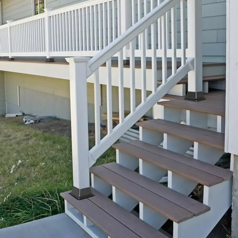 Wood Post Anchor Bracket Decking Support Mount Kit 5Pcs Heavy Duty Powder-Coated Steel Base Decorative Curved Design Fits 4x4