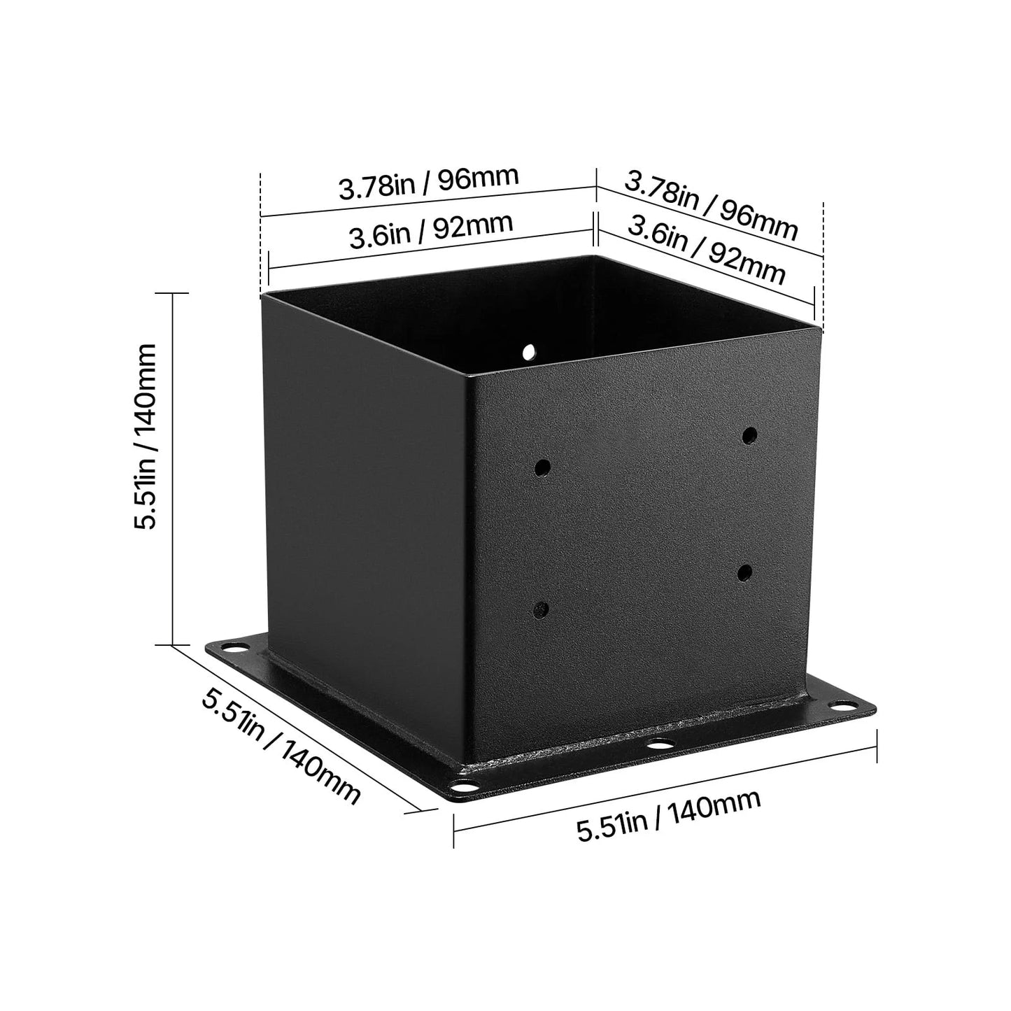 4x4 Post Base Set of 4, Inner Dimensions 3.6x3.6 inch / 92x92 mm, Durable Carbon Steel Brackets for Decking, Wood Posts, Pavilio