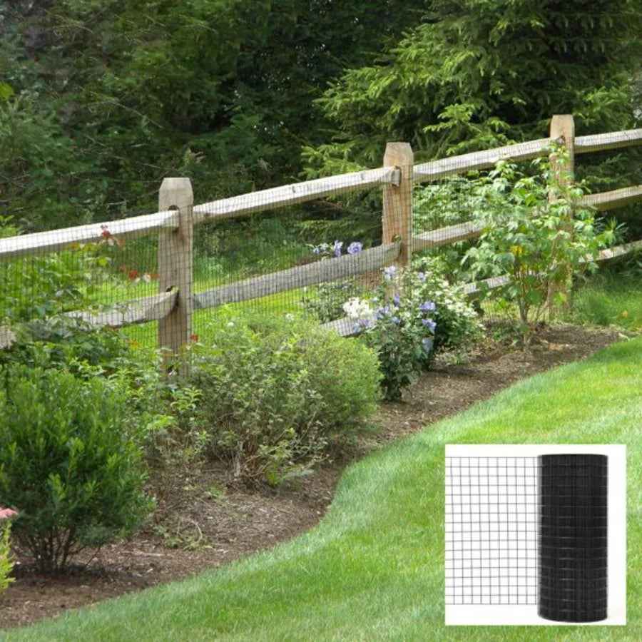 36inch x 50ft Black Vinyl Coated Hardware Cloth 2 X 3 16Ga Welded Wire Mesh fence PVC Coated Welded Chicken Wire Fencing Metal