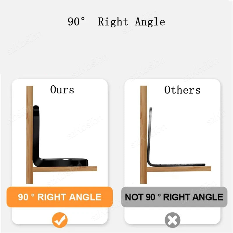 10~50PCS Black Stainless Steel L Shaped Bracket 90 Degree Right Angle Corner Brackets with Screw  for DIY Wood Furniture Cabinet