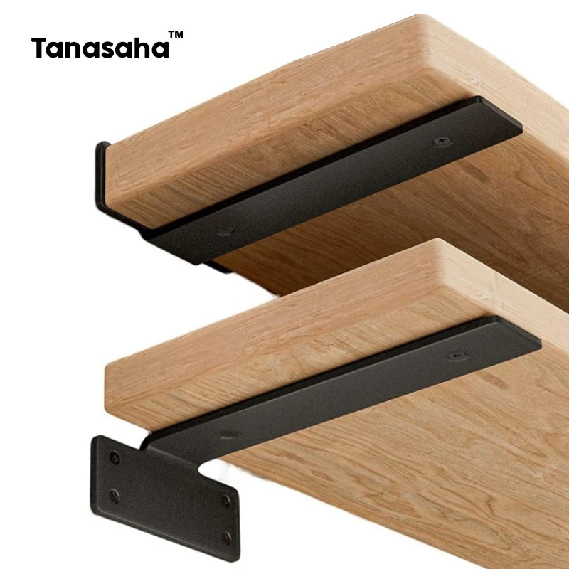 Floating Shelf Brackets Carbon Steel Wall Mount Invisible T Shelves Brackets for Bathroom and Kitchen Storage Support