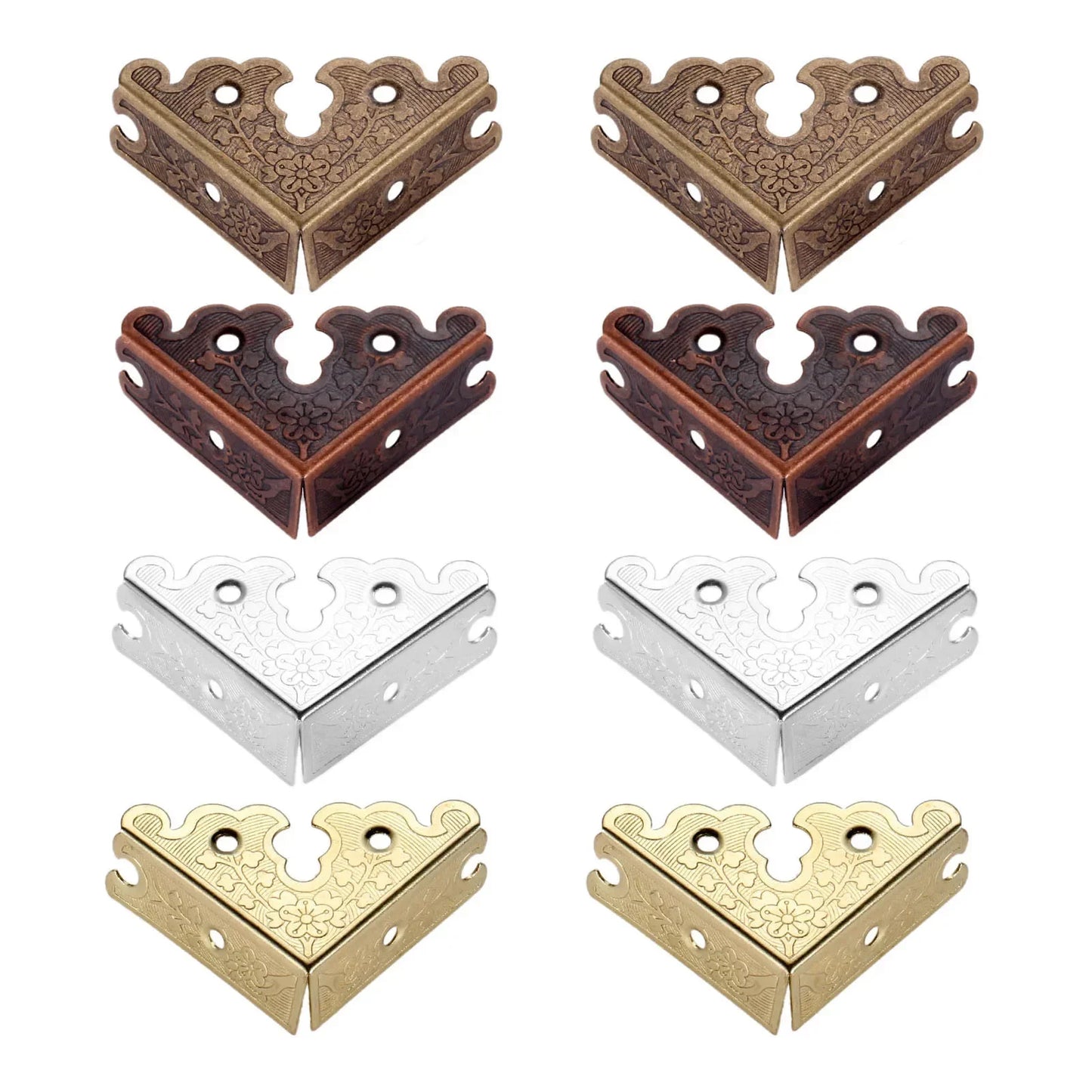 4Pcs 34mm Zinc Alloy Jewelry Wooden Box Triangle Corner Decorative Protectors Furniture Carved Table Corner Brackets Protection