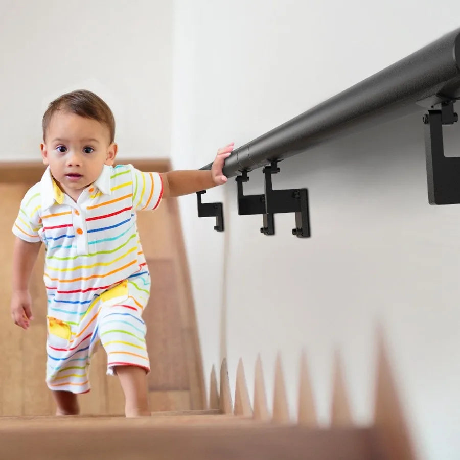 Handrail Stair Railing 7 ft Wall Mount Handrails for Indoor Stairs Thickened Aluminum Alloy Hand Rail with Installation Kit 44