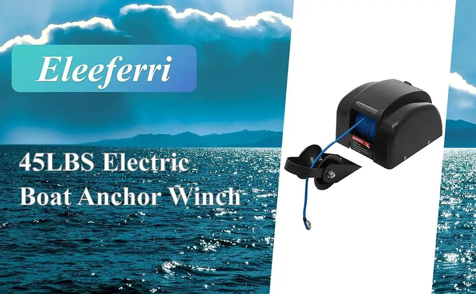 Electric Boat Anchor Winch Kit 12V with 100ft Anchor Rope Remote Control Heavy Duty Towing Winches for 24ft Fishing Boat