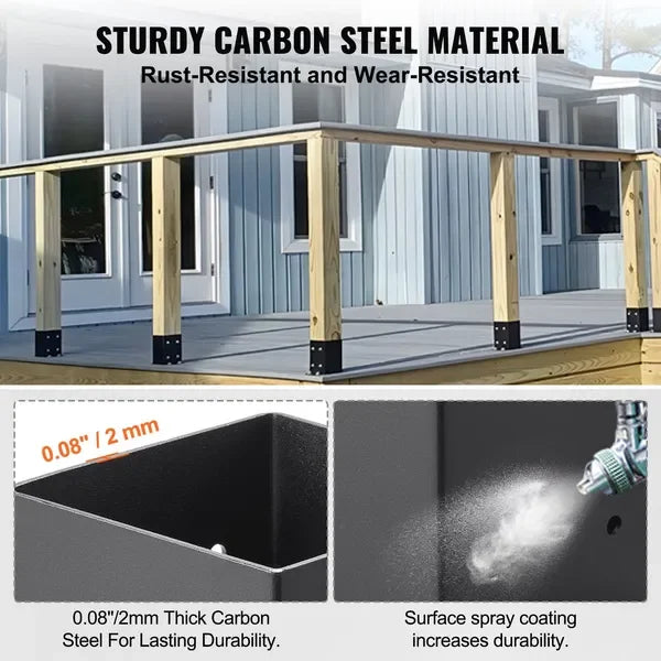 VEVOR 4 Pack 4x4 Post Base Brackets Heavy Duty Wood Post Fence Post Anchor