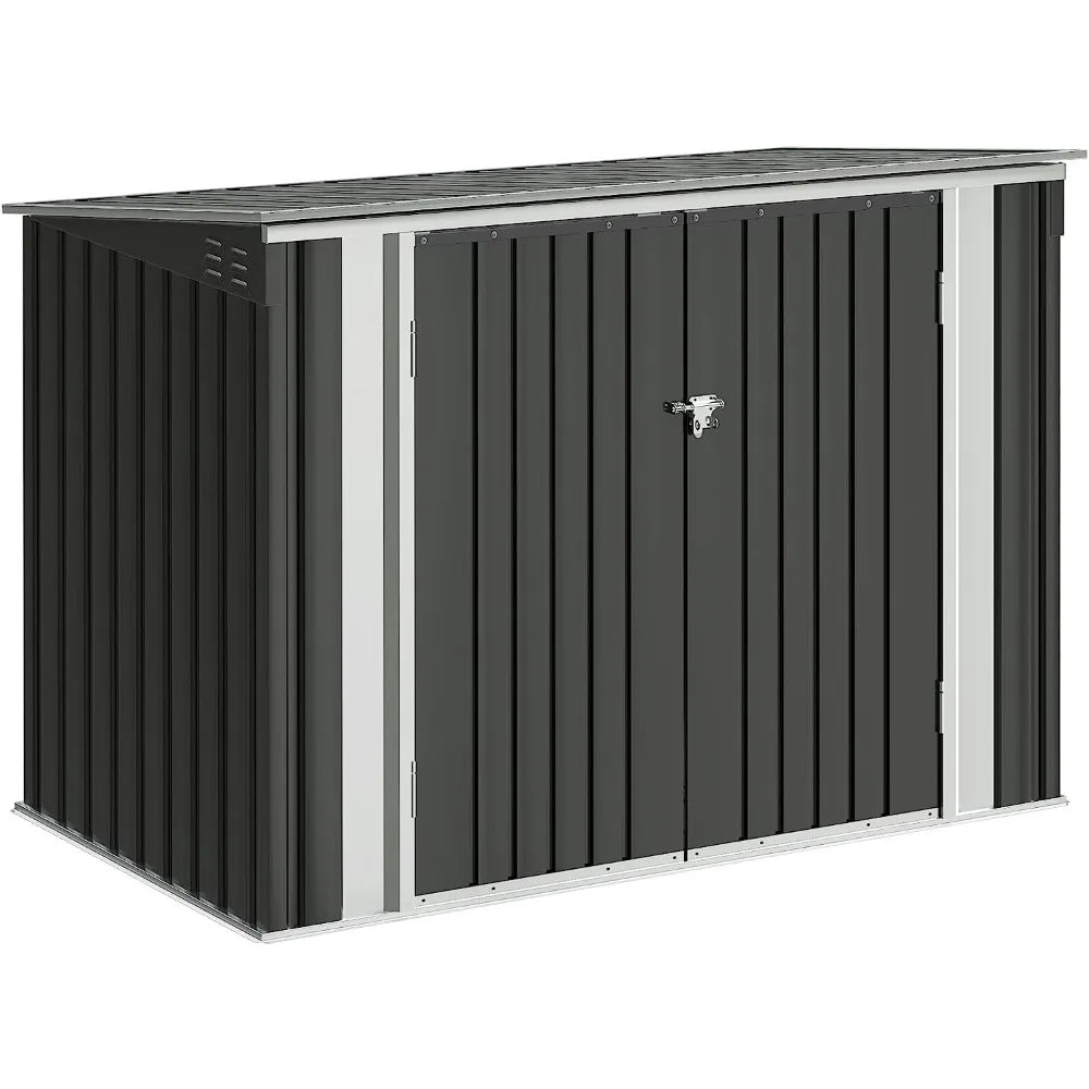 Outdoor Storage Shed 5.8 x 3.3 FT Metal Trash Shed Waterproof Outside Storage with Lid Chain Hydraulic Gas Rod for Trash Cands