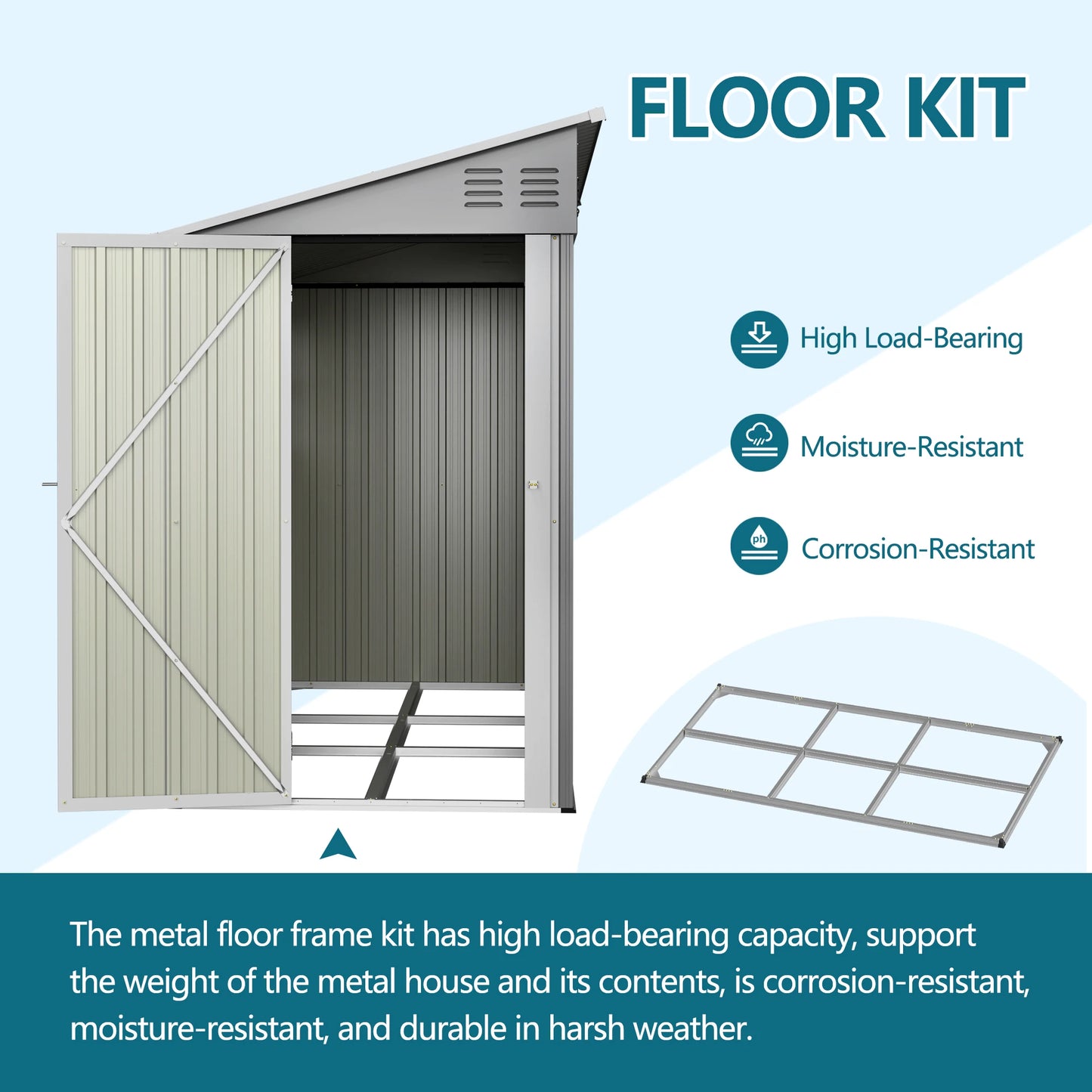1 4x10 FT Galvanized Steel Outdoor Shed – Weatherproof Lockable Storage for Tools, Bikes & Pets w/Sloping Roof & Window